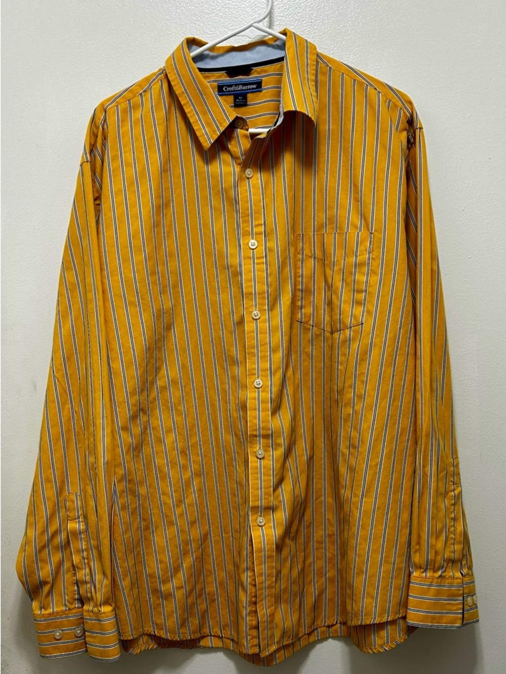 croft & barrow Yellow Striped Long-Sleeve Button-Down Shirtโ